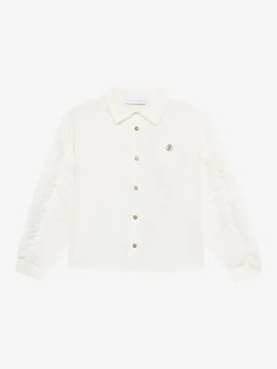 Roberto Cavalli Junior Kids' Logo-embroidered Shirt In White