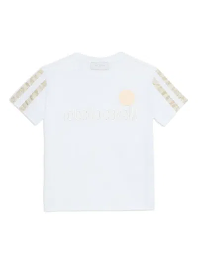 Roberto Cavalli Kids' Logo-embroidered T-shirt In White