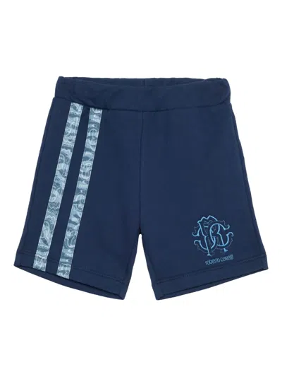 Roberto Cavalli Babies' Logo-embroidered Track Shorts In Blue