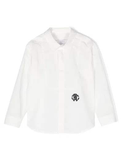 Roberto Cavalli Babies' Logo-embroidery Cotton Shirt In 00053