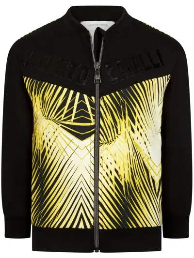 Roberto Cavalli Kids' Logo-patch Cotton Sweatshirt In Black
