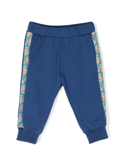 Roberto Cavalli Babies' Logo-patch Cotton Trousers In Blue