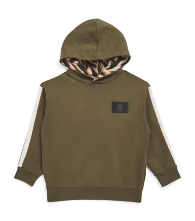 Roberto Cavalli Junior Kids' Logo Patch Hoodie In Green