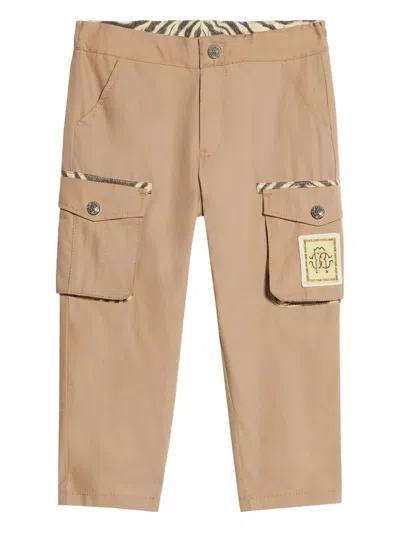 Roberto Cavalli Babies' Logo-patch Trousers In Neutrals
