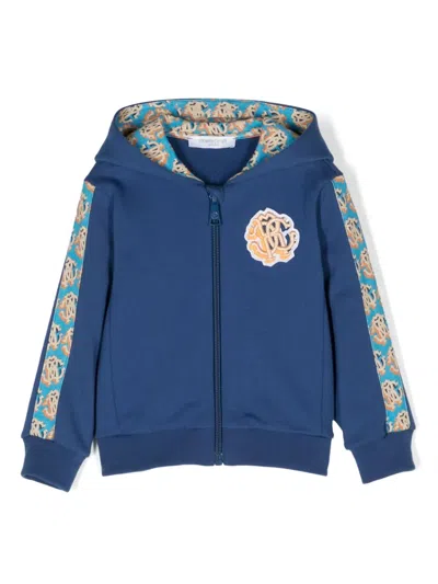 Roberto Cavalli Babies' Logo-patch Zip-up Jacket In Blue