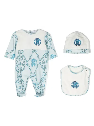 Roberto Cavalli Logo-print Babygrow Set In White