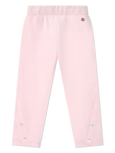 Roberto Cavalli Kids' Logo-print Cotton Track Pants In 粉色