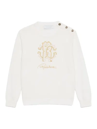 Roberto Cavalli Junior Kids' Logo-print Sweatshirt In White