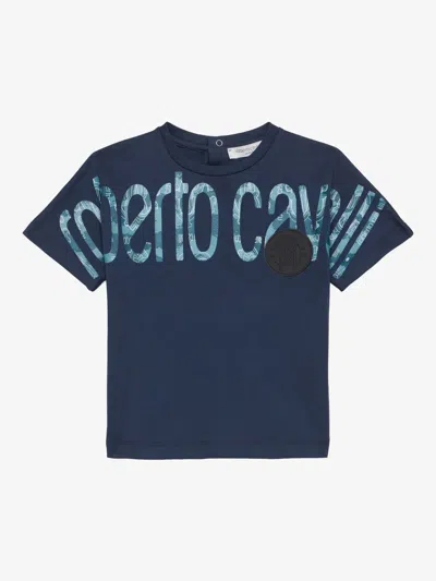 Roberto Cavalli Babies' Logo-print T-shirt In Blau