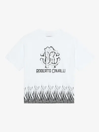 Roberto Cavalli Kids' Logo-print T-shirt In Weiss