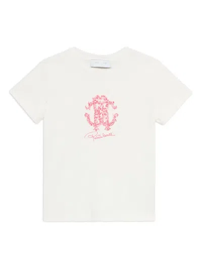 Roberto Cavalli Junior Kids' Logo Print T-shirt In White