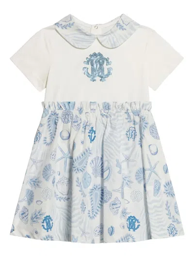 Roberto Cavalli Babies' Marine Print Dress In White
