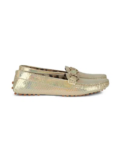 Roberto Cavalli Junior Kids' Metallic Loafers In Gold