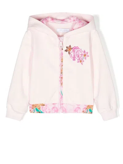 Roberto Cavalli Junior Kids' Kapuzenjacke Mit Monogramm-stickerei In Pink