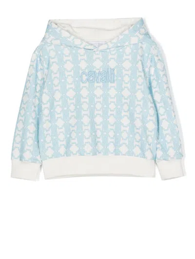 Roberto Cavalli Junior Babies' Monogram-print Hoodie In White