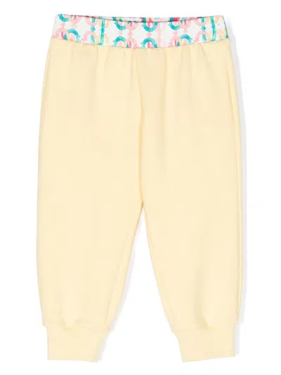 Roberto Cavalli Kids' Monogram-trim Track Pants In Yellow