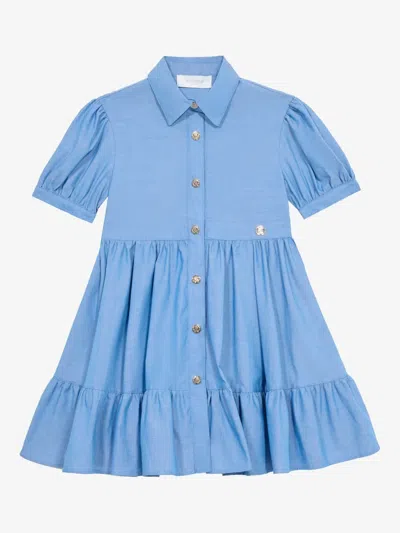 Roberto Cavalli Junior Kids' Poplin Dress In Blue