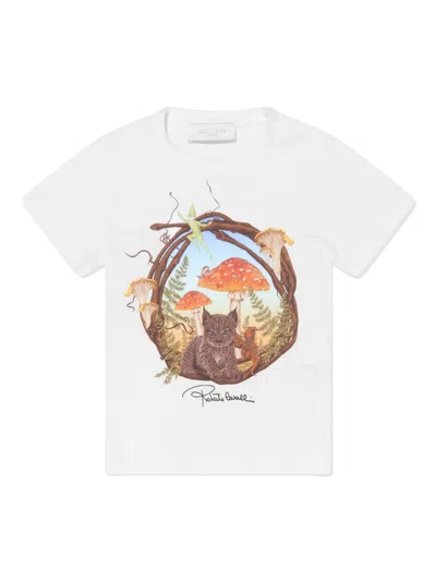 Roberto Cavalli Junior Kids' Printed Cotton T-shirt In White