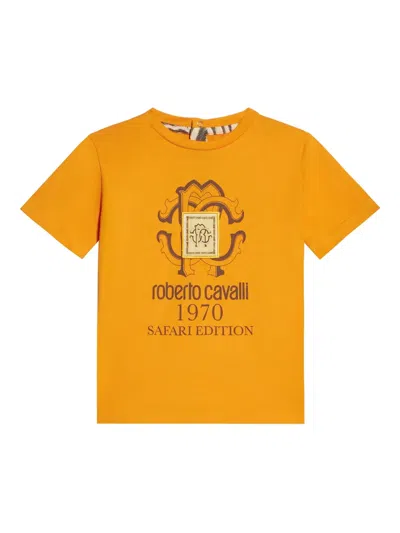 Roberto Cavalli Babies' Safari Edition Graphic T-shirt In Orange