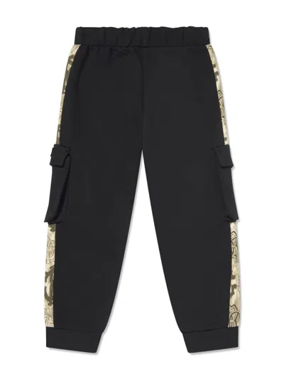 Roberto Cavalli Junior Kids' Side-stripe Cargo Track Pants In Black