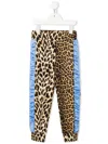 Roberto Cavalli Side-stripe Leopard-print Leggings In Brown