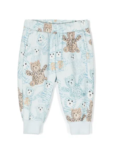 Roberto Cavalli Babies' Teddy Bear-print Track Pants In Blue