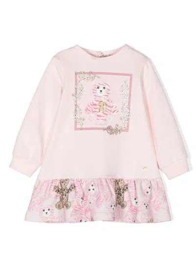 Roberto Cavalli Junior Babies' Teddy-print Sweater Dress In Pink