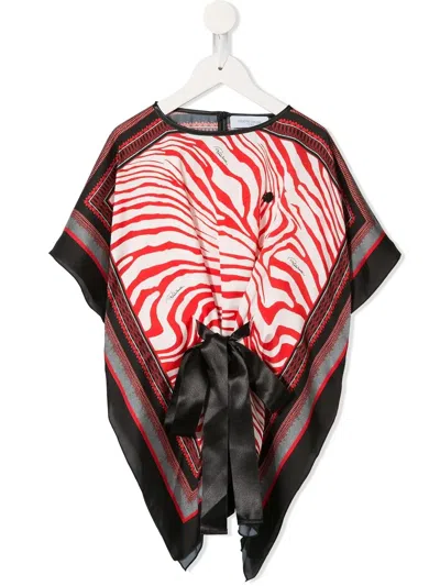 Roberto Cavalli Kids' Zebra Foulard Print Kaftan In Black