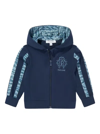 Roberto Cavalli Babies' Zip-up Hoodie In Blue