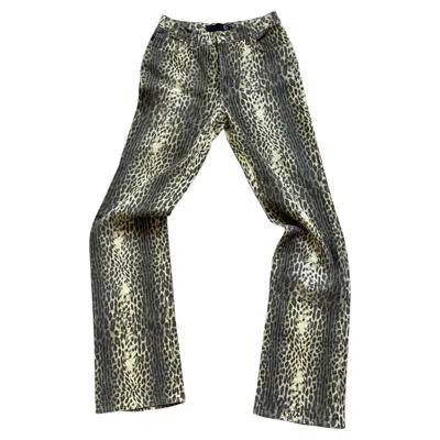 Pre-owned Roberto Cavalli Just Cavalli 2000s Leopard-print Denim Pants In Black