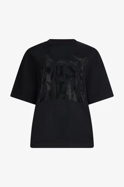 Roberto Cavalli Just Cavalli Black T-shirt With Rhinestone Logo