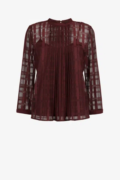 Roberto Cavalli Just Cavalli Check-jacquard Pleated Top In Purple