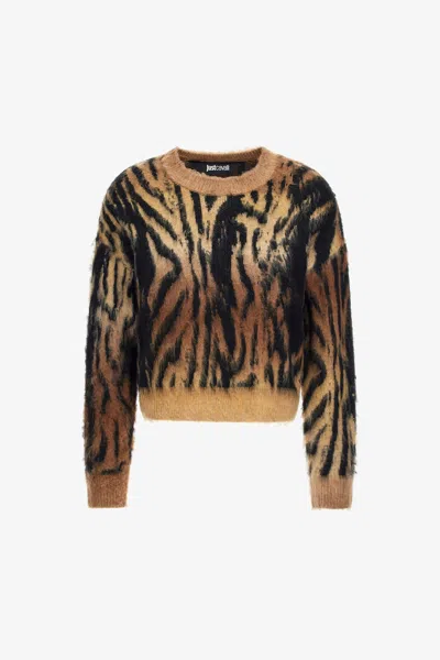 Roberto Cavalli Just Cavalli Crew Neck Sweater In Light Brown