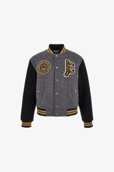 Roberto Cavalli Just Cavalli Logo Bomber In Gray