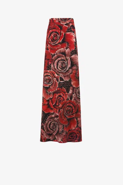 Roberto Cavalli Just Cavalli Rose-print Maxi Skirt In Red