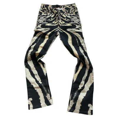 Pre-owned Roberto Cavalli Just Cavalli Ss2002 Psycho Hallucination Black And White Denim Pants