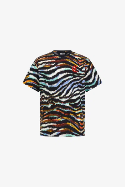 Roberto Cavalli Just Cavalli T-shirt In Light Blue/black