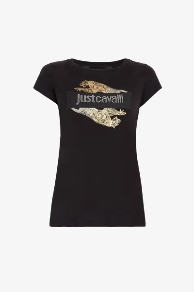 Roberto Cavalli Just Cavalli Leopard-print T-shirt In Black
