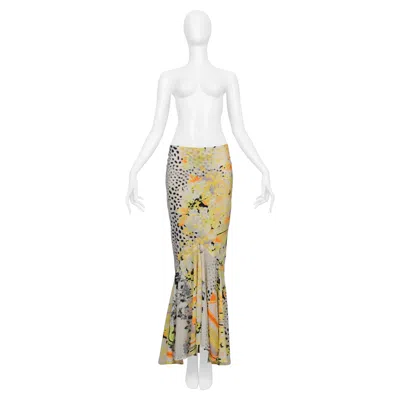 Pre-owned Roberto Cavalli Just Cavalli Yellow Animal & Floral Print Maxi Skirt