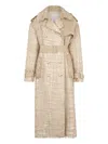 Roberto Cavalli Grid Trench Coat With Belt In Neutrals