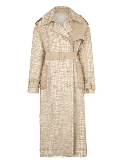 ROBERTO CAVALLI JUTE-PANEL TRENCH COAT