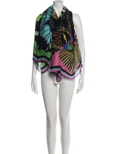 Pre-owned Roberto Cavalli Kaftan Graphic Print Top In Multicolor