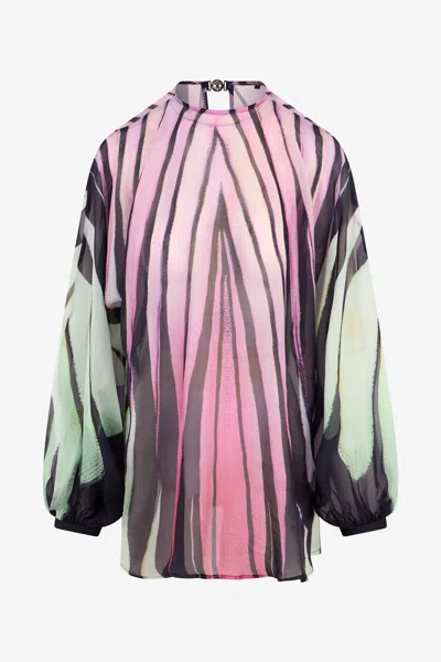 Roberto Cavalli Ray Of Paradise Print Kaftan In Pink