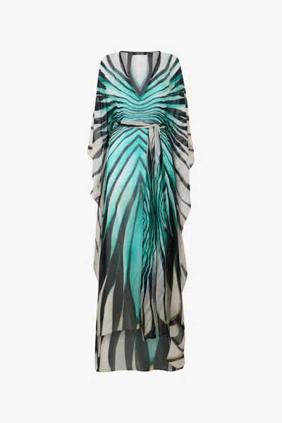 Roberto Cavalli Ray Of Sea Print Silk Caftan