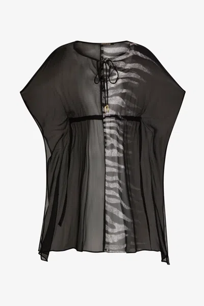 Roberto Cavalli Kaftan Mit Zebra-print In Black