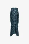 Roberto Cavalli Kaftan With Devorè Effect In Dark Blue