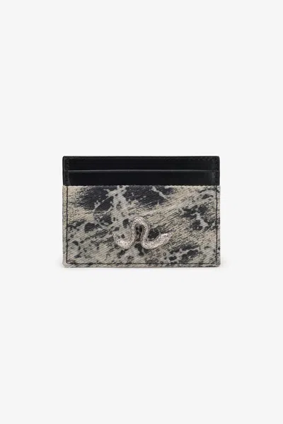 Roberto Cavalli Animal-print Cardholder In Gray