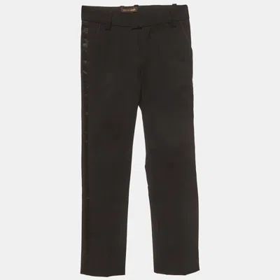 Pre-owned Roberto Cavalli Kids Black Wool Blend Satin Trim Trousers 6 Yrs