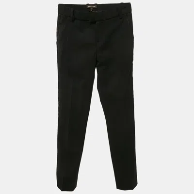 Pre-owned Roberto Cavalli Kids Black Wool Side Satin Trimmed Trousers 10 Yrs