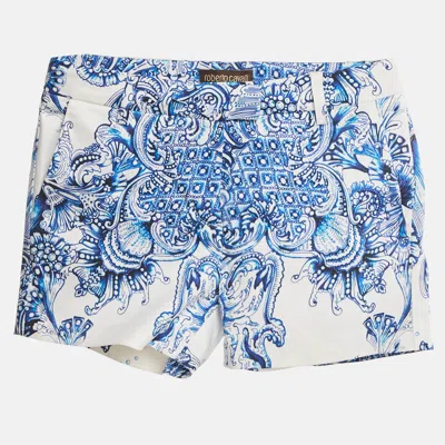 Pre-owned Roberto Cavalli Kids White Printed Cotton Short 10-12 Yrs